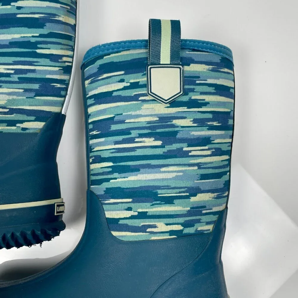 Lands End Children's Size 4 Blue Geometric Waterproof Rain and Snow Boots